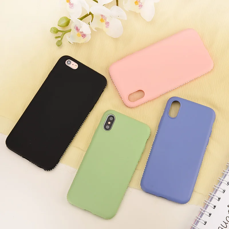 KKREFF For iPhone 8 Plus Case 6 6s 7 X XR XS Max Soft Silicone Edge Diamond Waterproof Back Cover |