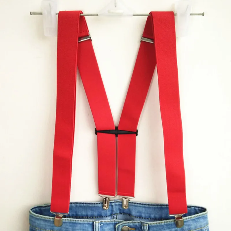 Red color Unisex Adult Suspenders Men Easy adjustable high elastic