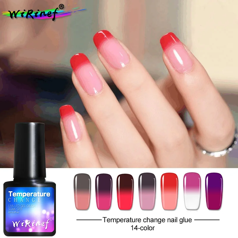 

WiRinef Changing Temperature Rose Red Series Nail Gel Polish UV LED Gel Magic Colorful Nails Lacquer Gel Nail Varnish