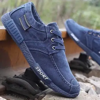 

Men's Casual Shoes Denim Flats Slip-on Loafers Plimsolls Breathable Men Loafers Mesh Canvas Trainers Sneakers mocassin homme