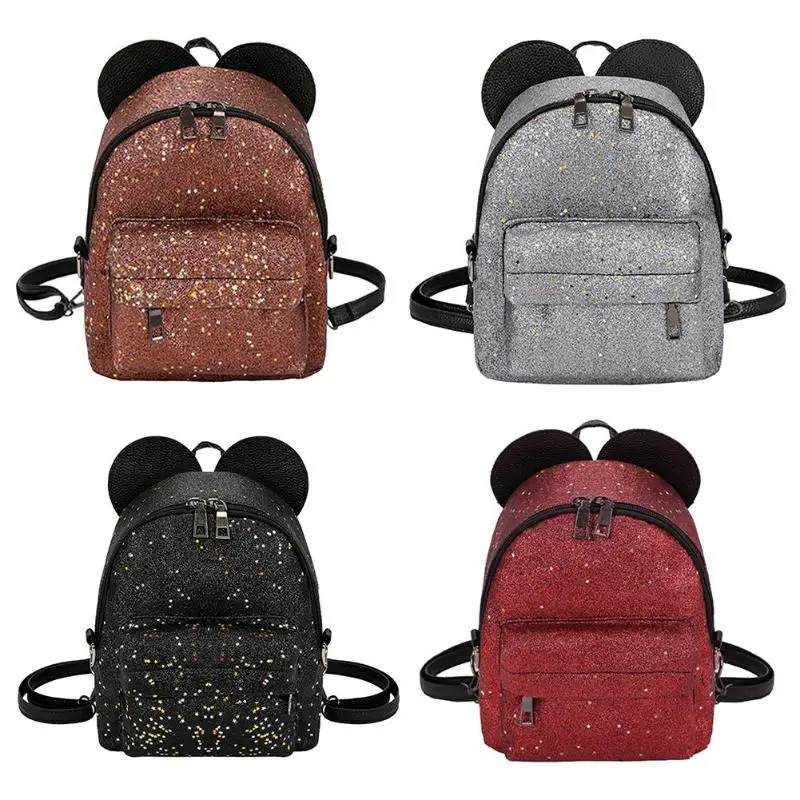 

Women Shining Sequins PU Leather Small Backpacks Cute School Bags Girls Princess Shoulder Bag 2018 New Fashion Female Backpack