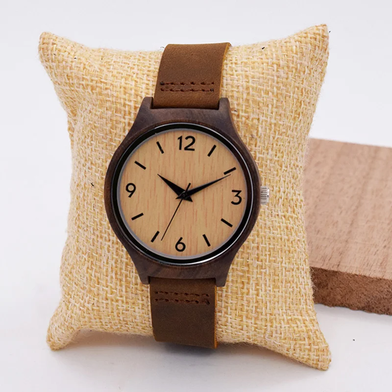 

Nature Wood Bamboo Watches for Women Luxury Vintage Fashion Leather Quartz Wristwatch Clock relogio feminino Christmas Box Gift