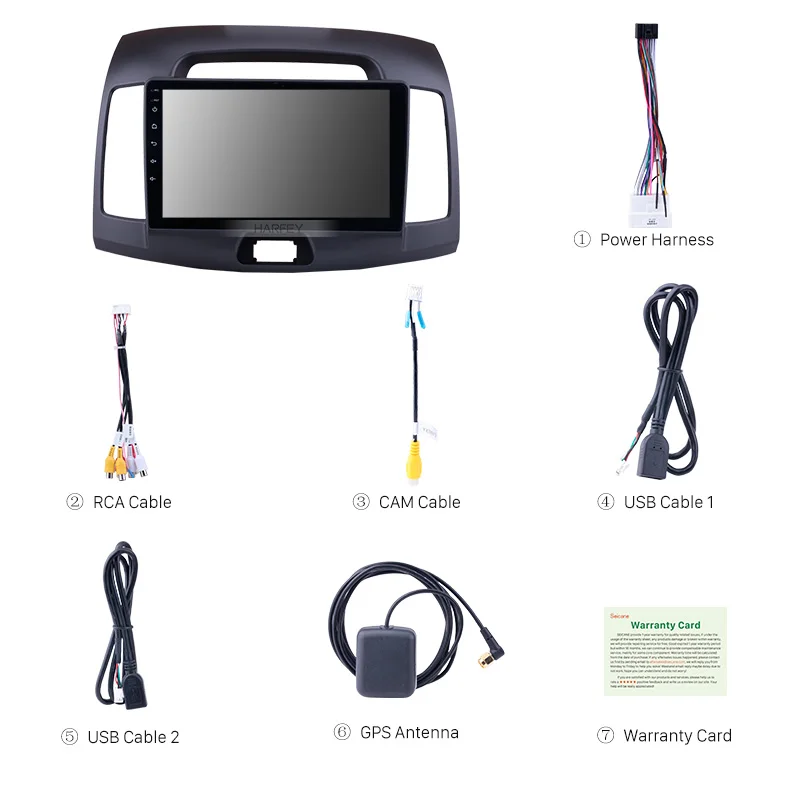Excellent Harfey Android 8.1 Car Multimedia Player 9" GPS Navi Car Stereo For Hyundai Elantra 2007 2008 2009 2010 2011 WIFI AUX 3
