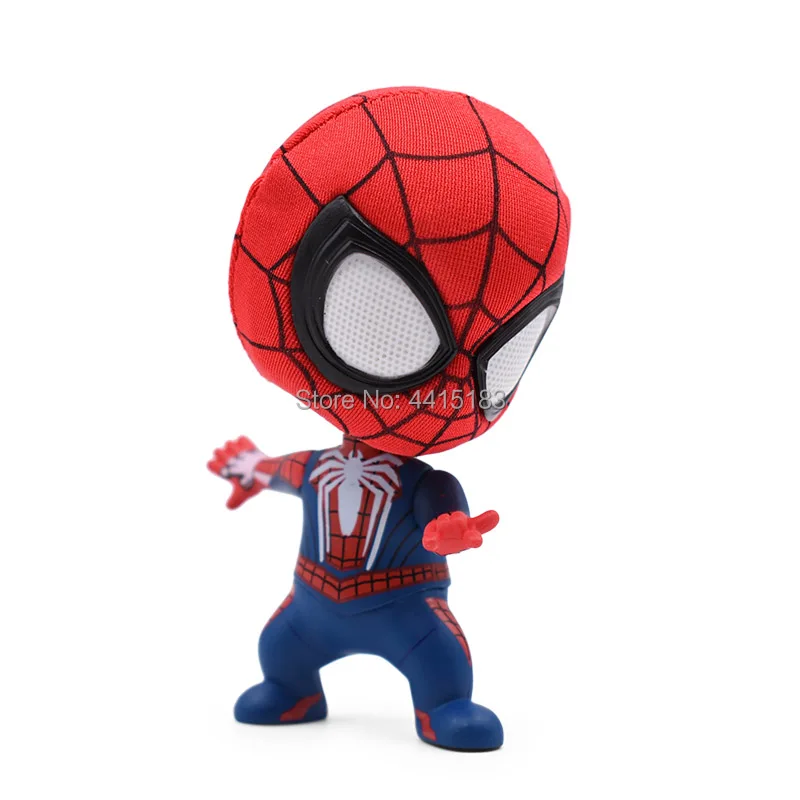 4" Western Animiation Q Style Spider-man PVC Action Figure Doll Collectible Model Toy Head Shake An On-Board Christmas Gift