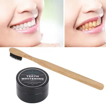 

30g Natural Bamboo Activated Charcoal Teeth Whitening Powder Tea Coffee Stain Remove with BrushTooth Whitening