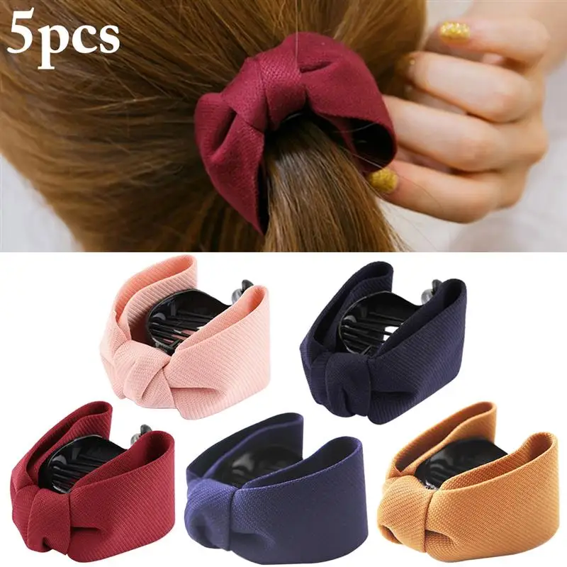5PCS High Quality Fashion Hairpin Ponytail Clip Bow Twist Clip Banana
