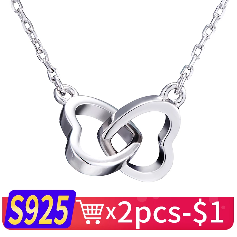 

WK Tiny Heart Necklace 925 Sterling Silver Necklace Women Chain Heart Love Pendant Jewelry For Girls Trendy Gift NEW 2018 NB001
