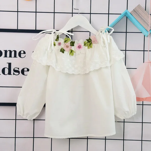 

Girl shirt child flower white baby shirt princess halter top