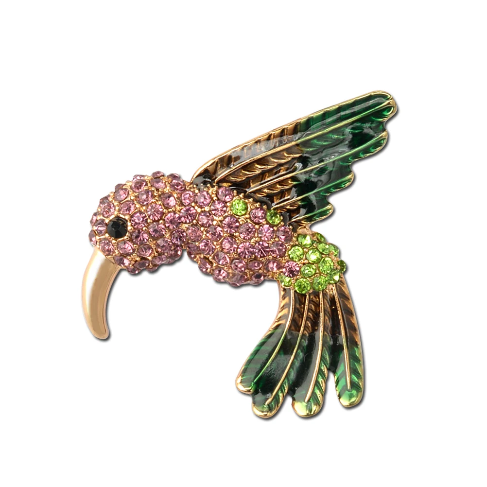 

Exquisite Wearing Accessories Childrens Breastpin Lovely Animal Hummingbirds Rhinestone and Alloy Pin Brooch