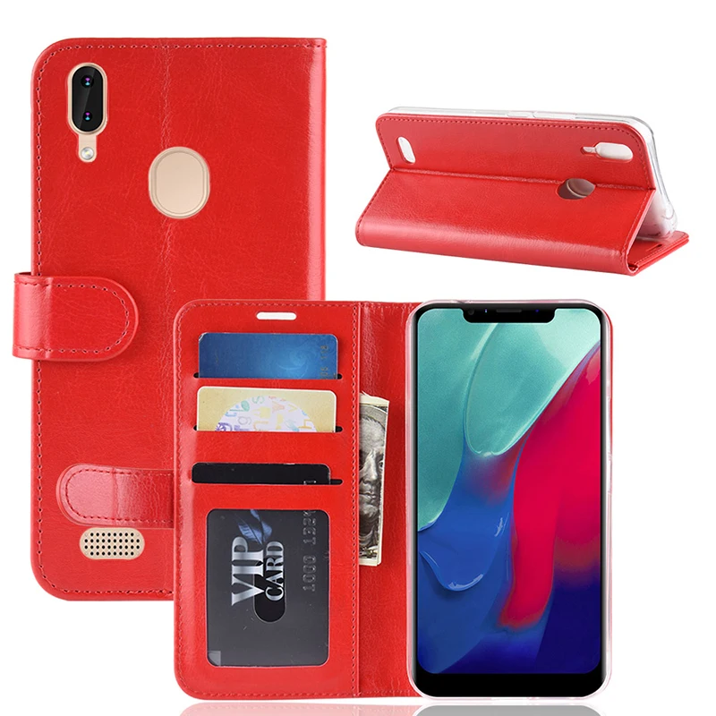 Ocolor для Leagoo M11 кожаный чехол с откидной крышкой наклейкой защитный кармашком карт