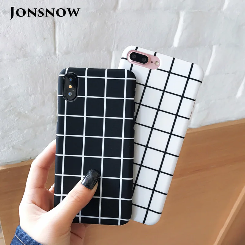 Чехол для телефона JONSNOW iPhone 6 6S 7 8 Plus XS XR Max черно белый клетчатый чехол в полоску из