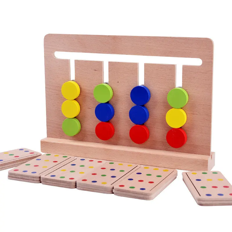 Montessori Enlightenment Children's logic toys early Education teaching Aids Matching Four Color Games Classic Baby Wooden Block