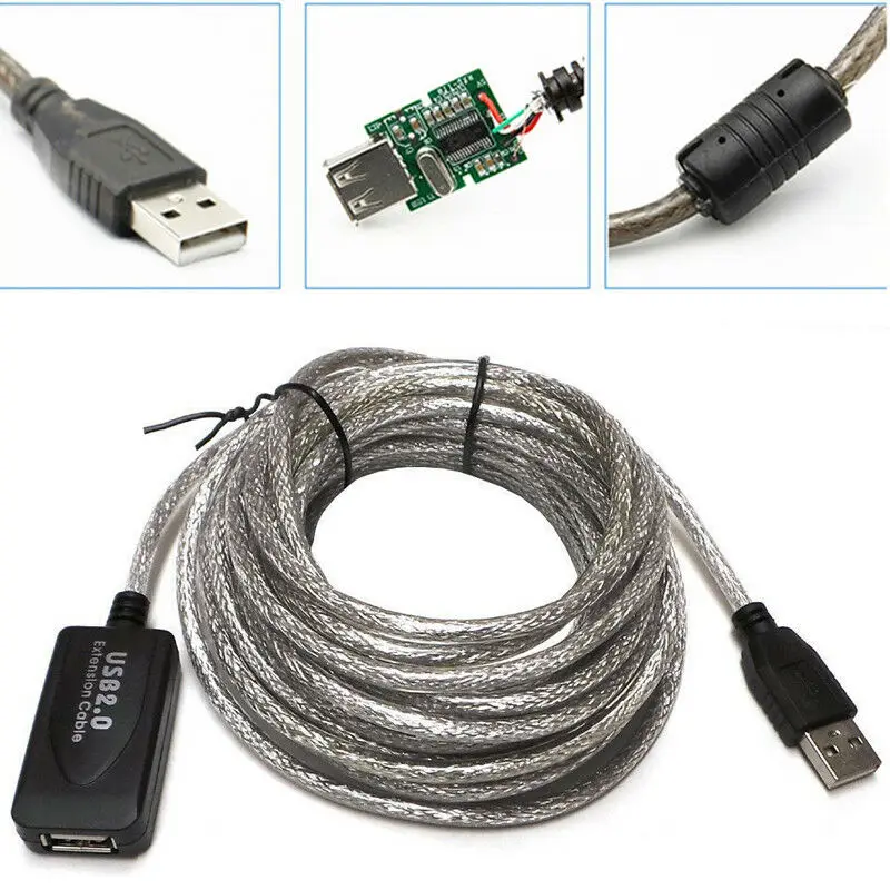 تمديدات كابلات USB 50FT 50 أقدام عالية السرعة 480 ميغابت في الثانية USB 2.0 النشطة مكرر M/F