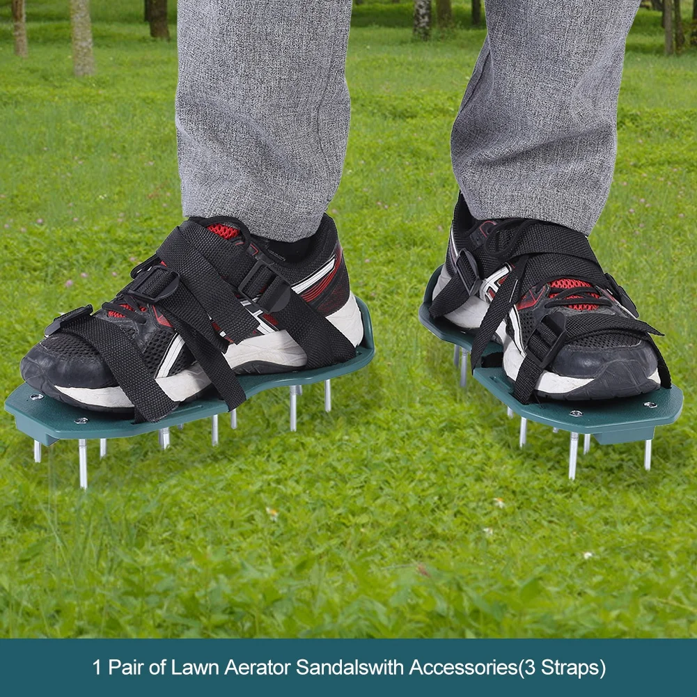 UNA Coppia Prato Aeratore Scarpe Sandali Erba Spikes Nail Coltivatore Sandali Allentare Suolo Aeratore A Spillo Scarpe Yard Attrezzo Da Giardino