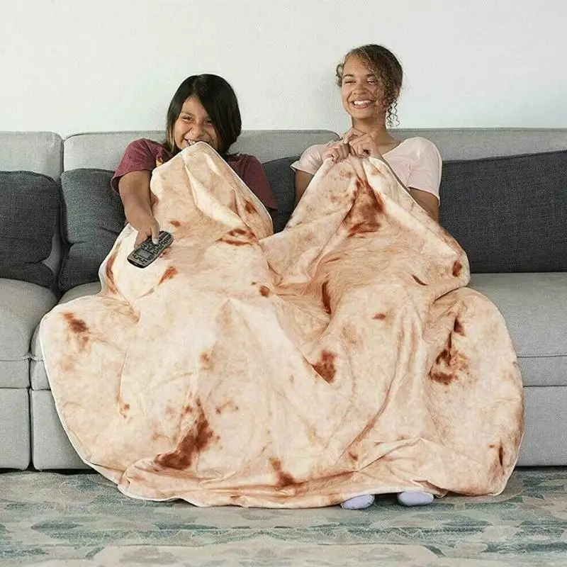 

Snack Tortilla Pattern Blanket Round Burrito Shaped for Car Office Quilts