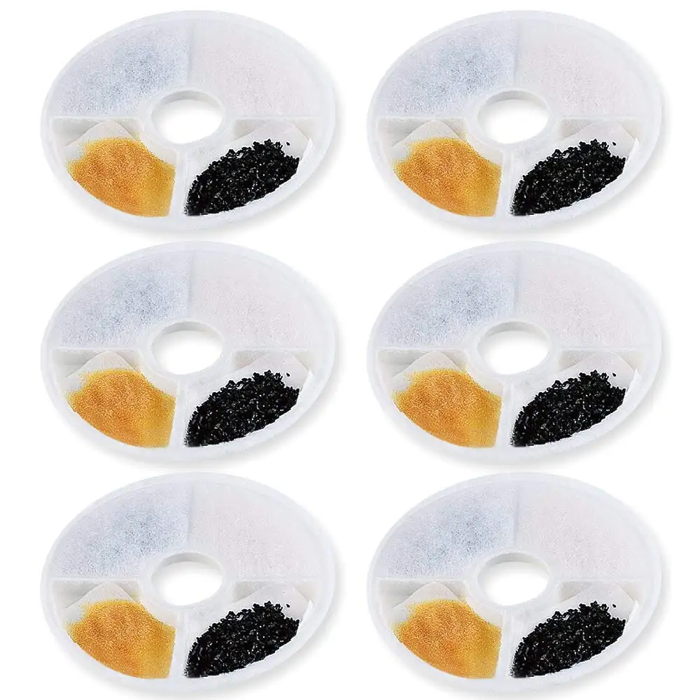 

6 Pack Filters Compatible with Catit Flower Filter & Catit Design Senses - Triple Action Water Softening Filter Replacement Co
