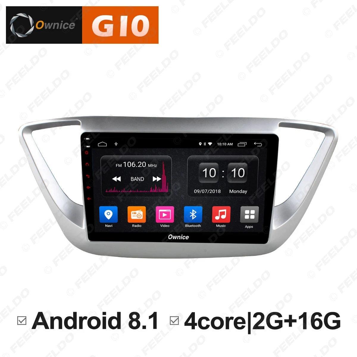 Top FEELDO 9 " Android 6.0 4-Core/DDR3 1G/16G/Support 4G Dongle Car Media Player With GPS/FM/AM RDS Radio For Verna 2016/Verna 2018 1