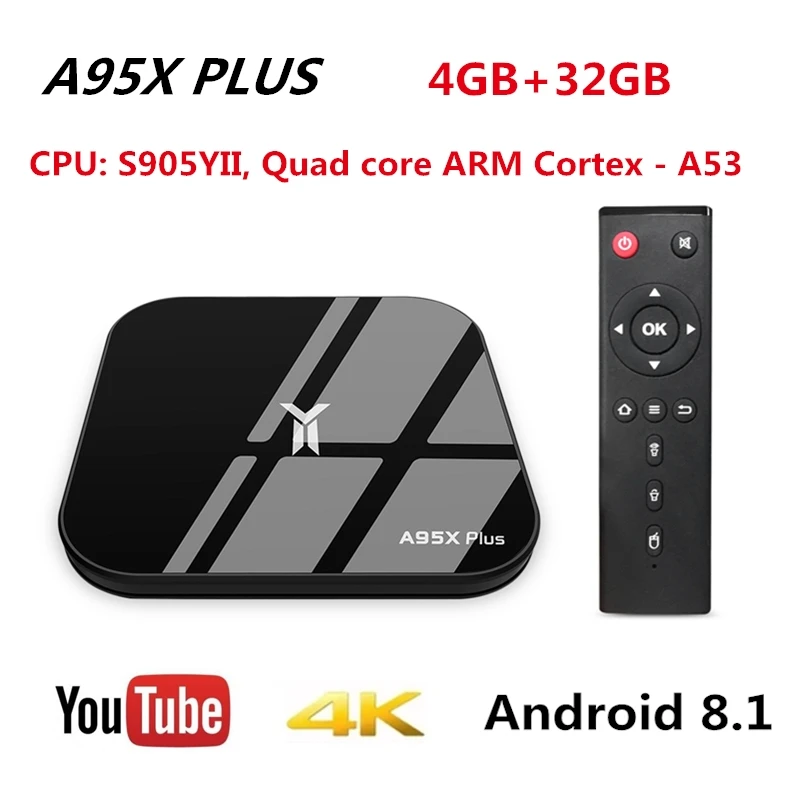 A95X плюс S905YII 4 K HD ТВ коробка ГБ/32 ГБ Smart Media Player для Android 8 1|ТВ-приставки и
