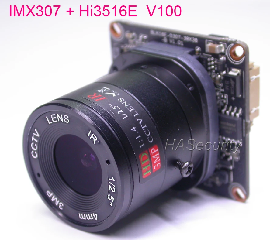 

IPC (1080P) 1/2.8" SONY STARVIS IMX307 CMOS image sensor Hi3516E V100 CCTV IP camera PCB board module +LAN cable +CS LENs +IRC