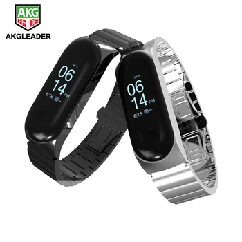 

For Xiaomi Mi 3 Bamboo Metal Steel Wrist Strap Band With Butterfly Buckle For Xiaomi Band 3 Watchbands Miband 3 Bracelet Bands