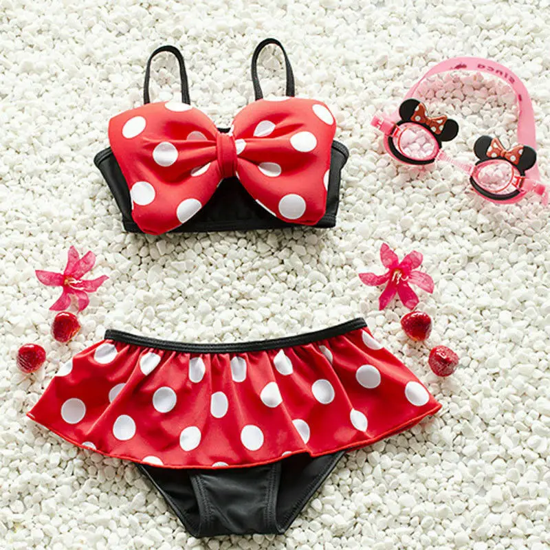 

0-5Y Cute Baby Kids Girl Bow-tie Polka Dot Bikini Sets Swimwear Swimsuit Costume Bathing Suit