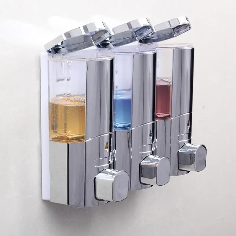 3 Heads Soap Dispenser Wall Mounted Triple Pump Shower Soap Shampoo Dispenser US 