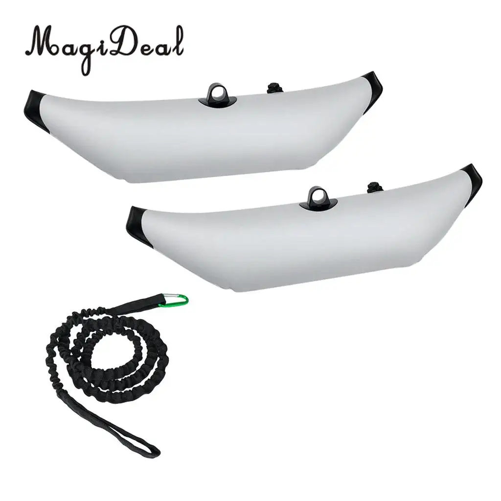 

2Pcs Floating Kayak Canoe Boat Fishing Inflatable Outrigger Stabilizer & Kayak Safety Bungee Paddle Fishing Rod Leash Accessory