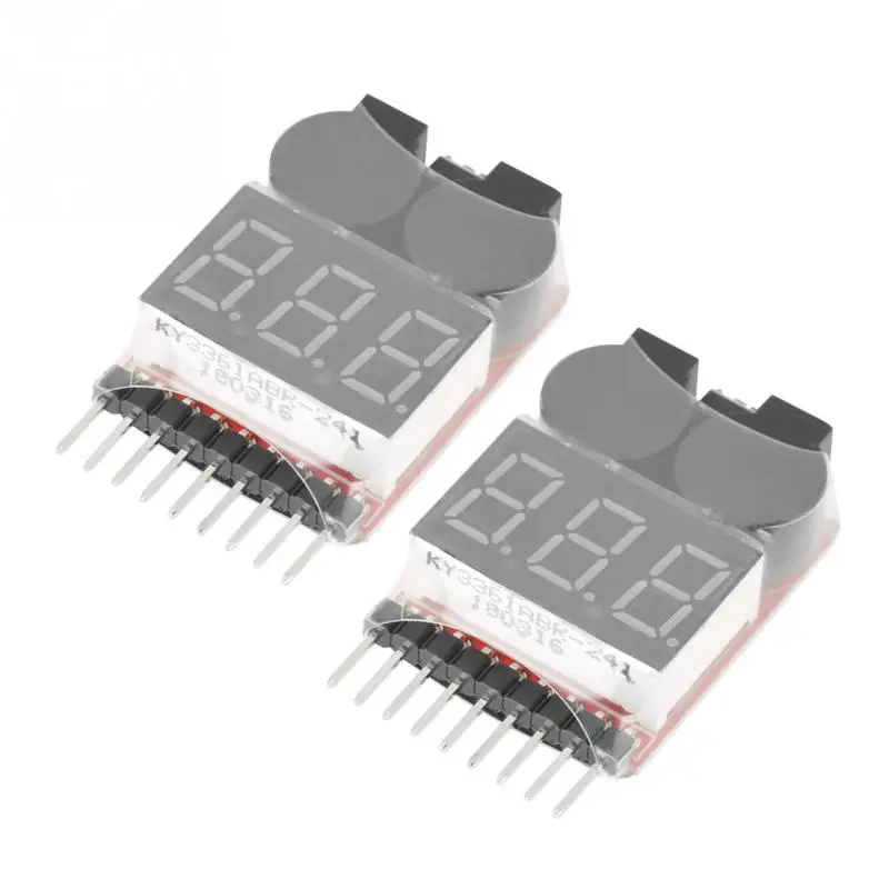 

New 2 pcs/set Battery Low Voltage Alarm 1S-8S Buzzer Indicator Checker Tester Two-in-one Power Monitor Dual Function 2019