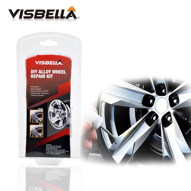 

Alloy wheel repair kit with adhesive silver DIY fix tools for car scratches repair accessory permanently repair for cars damage