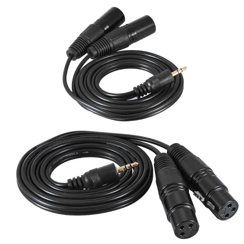 3.5mm to Dual XLR Extension Audio Cable 1.5m Y Splitter Cord Wire for