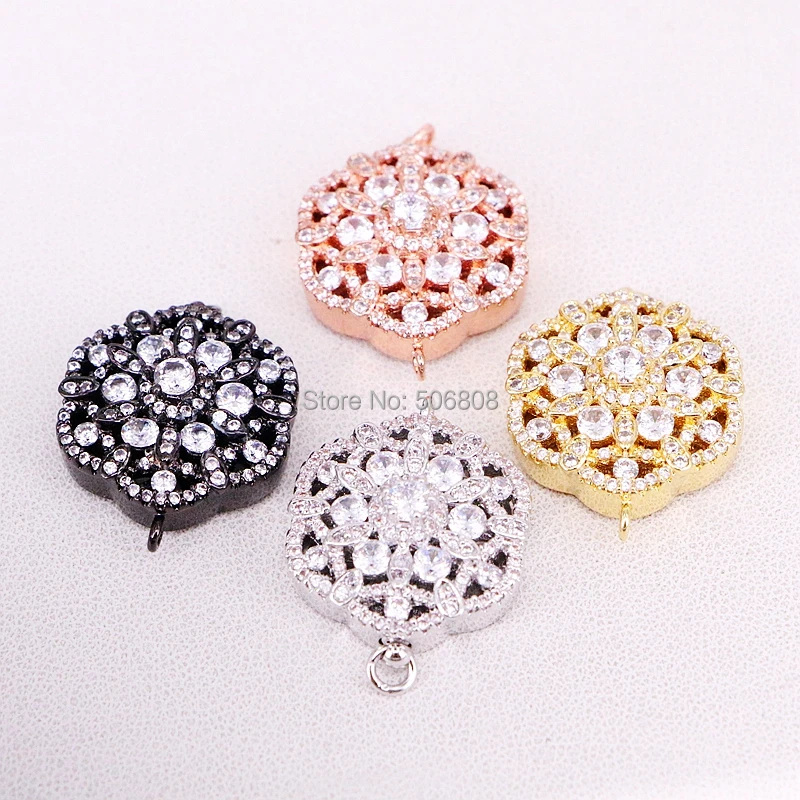 

5PCS ZYZ321-8174 CZ Micro Pave Flower with Box Tab Insert Clasp, Cubic Zirconia Clasp/Fastener/ Shortener, Jewelry Findings