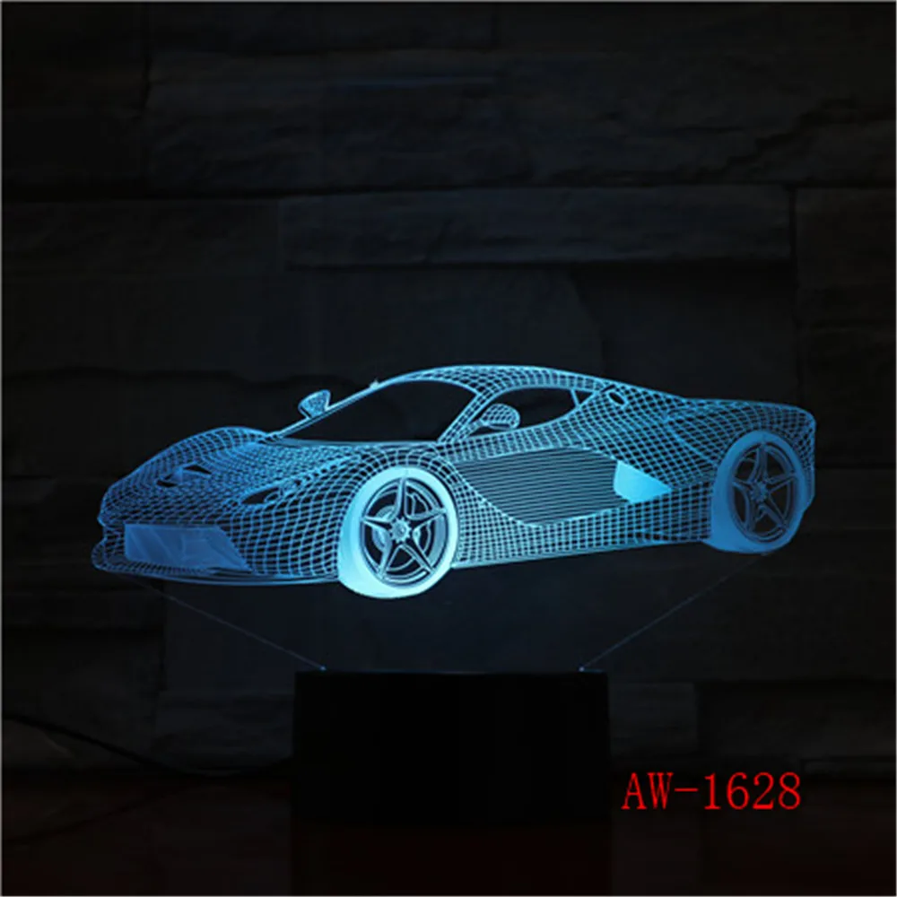 Современный Супер спортивный автомобиль 3D 7 цветов лампа визуальные