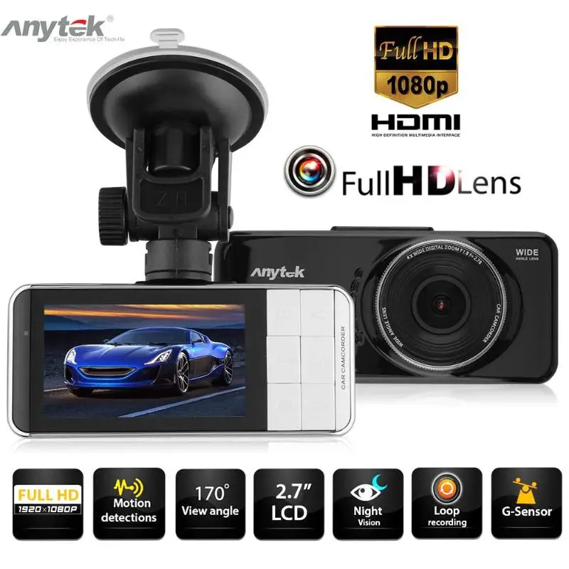 

Anytek AT66 2.7 Inch 1080P FHD 170 Degree Lens Car DVR Camera Video Recorder WDR Dash Cam Night Vision G-sensor Registrator New