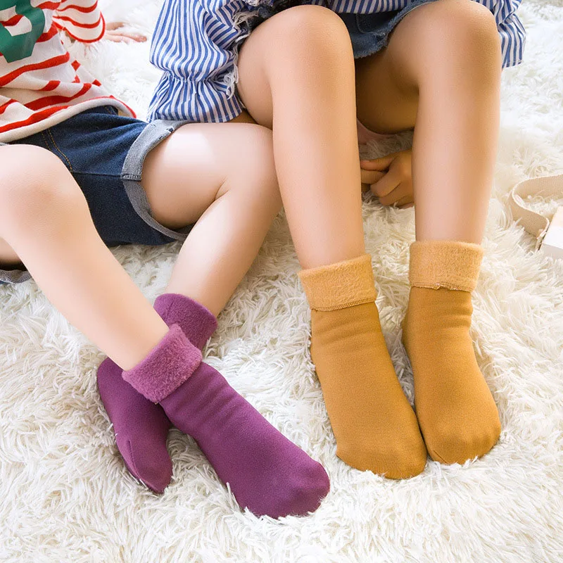 Карамельный цвет зима высокое качество популярная Удобная мягкие детские носки 1 пара корейский носочки для дома толстые теплые детские популярные