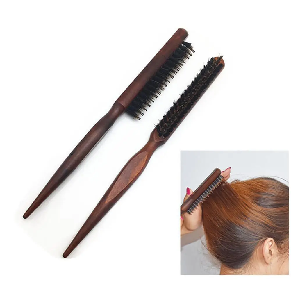 

XY Fancy Hair Brush Wood Handle Boar Bristle Beard Brush Comb Detangling Pointed Tail Comb Hairdressing Styling Tools DIY Kit