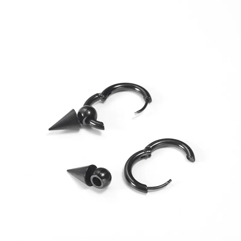 RIR хип-хоп простые мужские металлические нейтральные черные маленькие серьги-кольца из нержавеющей стали, ювелирные изделия