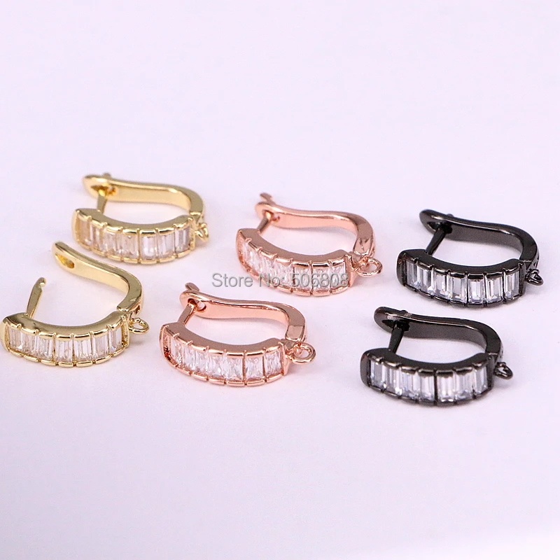 6 Pairs Clear Cz Micro Paved Jewelry Earring Accessories DIY Earrings Findings | Украшения и аксессуары