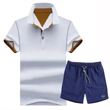 Набор из 2 поло и шорт, мужская летняя новинка, хлопковая Классическая Повседневная рубашка поло с вышивкой, топы и футболки, мужская деловая рубашка поло с коротким рукавом, 4XL