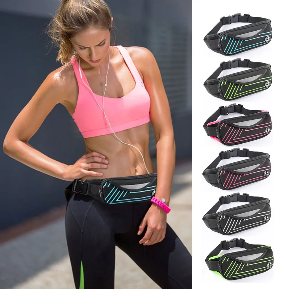 

Multifunction Fashion Striped Waist Pack Men Women Nylon Pouch Outdoor Sports Travel For Mobile Phone Money Bag Unisex Practical