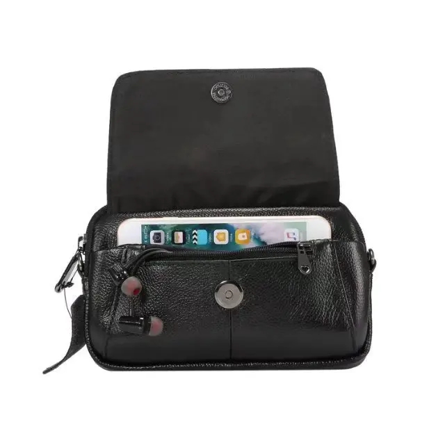 Genuine Leather Zipper Pouch With Belt Shoulder Bag Holster Cover Phone Case For ZTE Nubia Z9 Z11 Z17 Mini AXON MAX Blade Z X V9