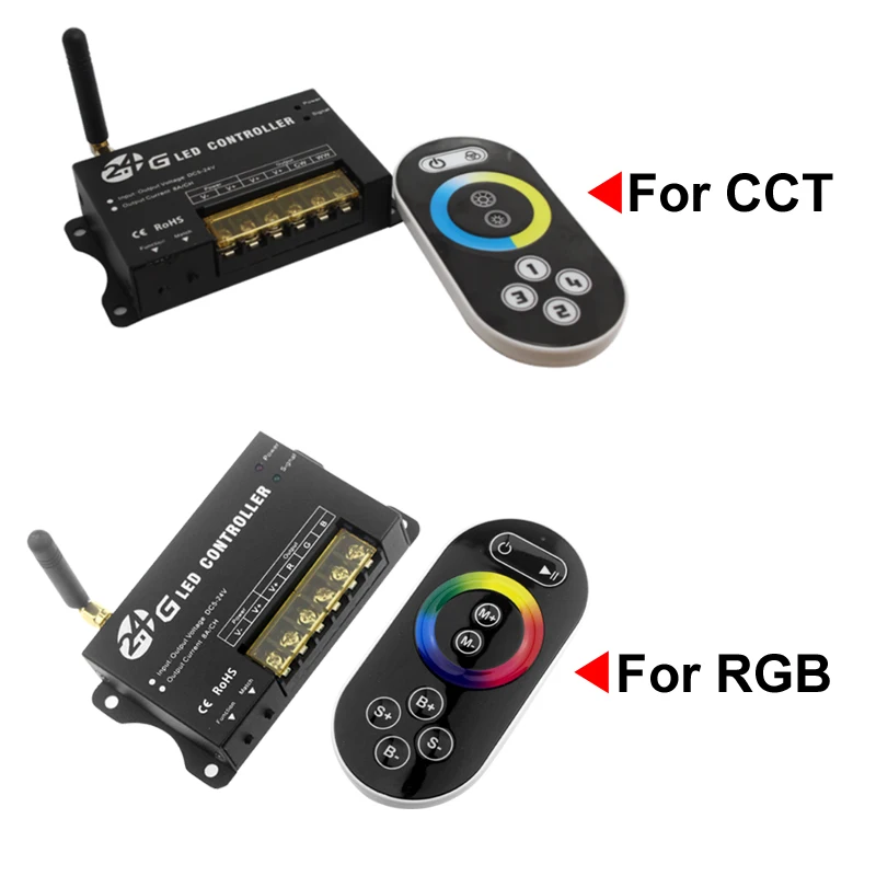 

2.4G RF Wireless Remote Led Rgb Controller 4 Group CCT Rgb Led Strip Controller 12v 24v Touch Switch Led Rgb Controller 12-24v