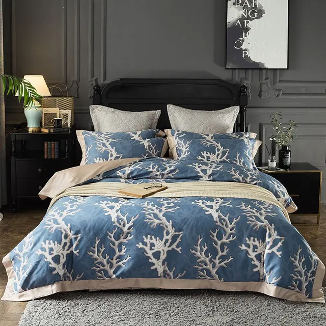 100 Egyptian Cotton Bedlinen Bedding Sets Royal Blue European Bed 100 Egyptian Cotton Bedlinen Bedding Sets Royal Blue European Bed Linen High Quality Duvet Cover Queen King Size