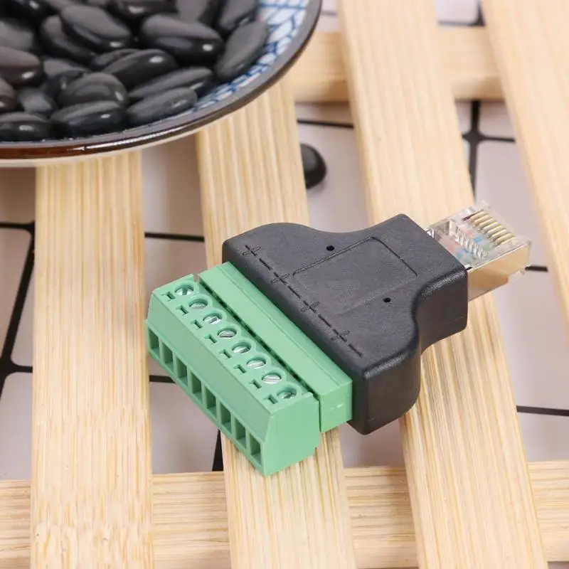 RJ45 штекерным Винтовые клеммы 8-контактный разъем Ethernet Кабель-адаптер для CCTV