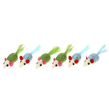 

6Pcs/lot Cat Mouse Toy Sisal Hemp Feather Toy for Cat Kitten Interactive Scratch Funny Playing Cat Products