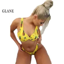 Женский сексуальный комплект бикини пуш-ап Мягкий купальник Женская повязка купальник ананас пляжная одежда для купания