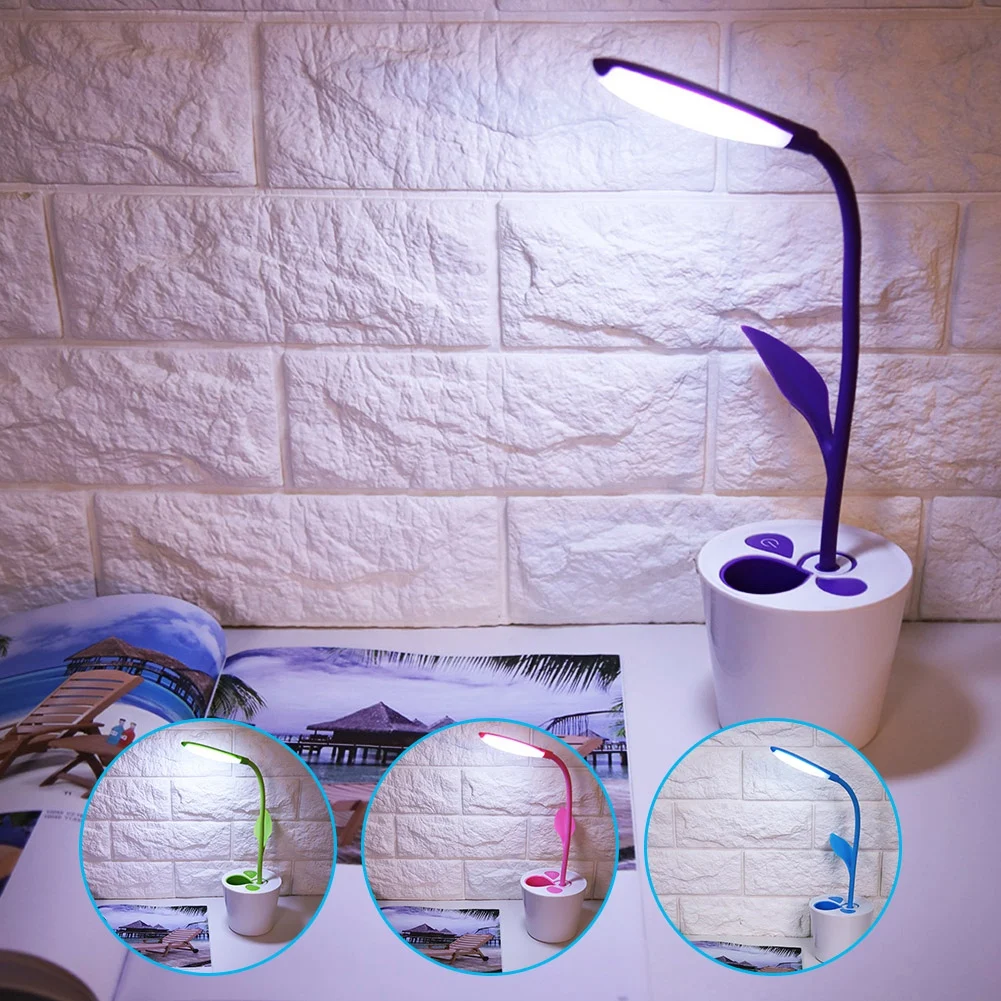 

LED Table Night Light Desk Lamp Fashion Pea Seedling Pen Shape With Holder Touch Adjustable Lighting For Bedroom Children Gift