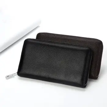

24 Slots Men Women Leather Zipper Long Wallet Purse Key Card Holder Clutch