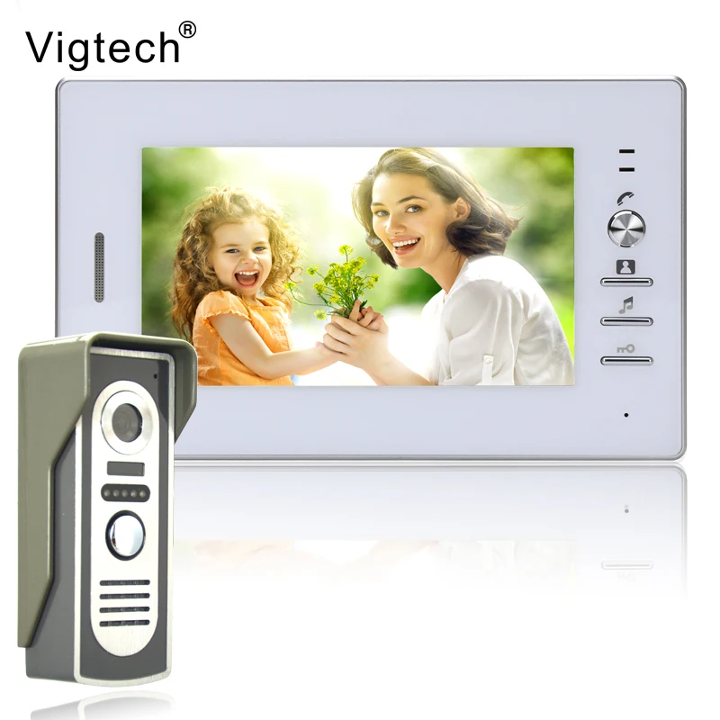 Vigtech 7 дюймов LCD цветной видео домофон система Всепогодная камера ночного видения