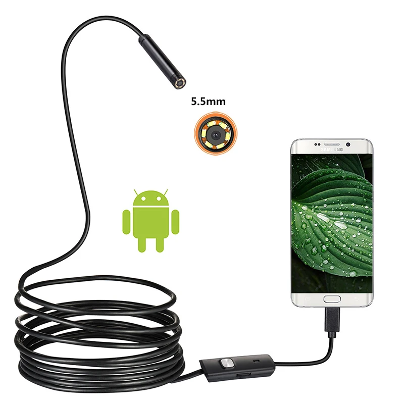 

5.5mm endoscope camera IP67 Waterproof soft wire length 1M/1.5M/2M 480P HD usb camera for Android mobile phone PC Notebook
