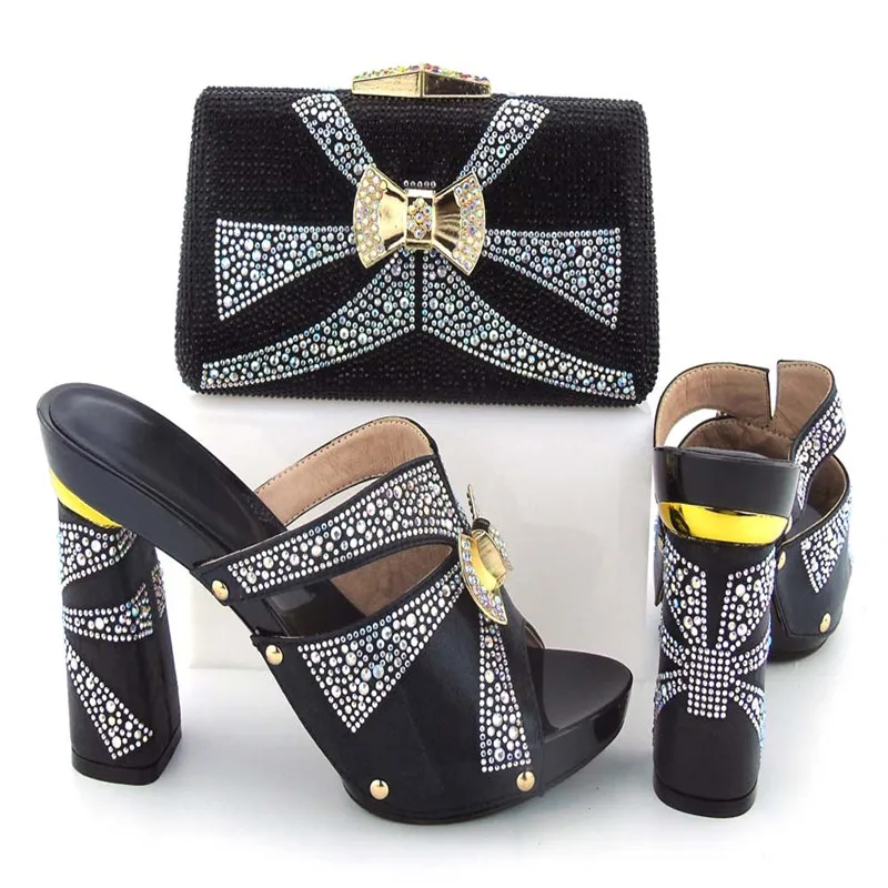 

2019 black African Matching Shoes and Bags Italian In Women Nigerian Party Shoe and Bag Sets Women Shoes and Bag Set Italy